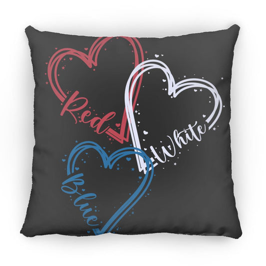 Red White and Blue Hearts Design with Confetti | Patriotic Cutout Artwork Small Square Pillow