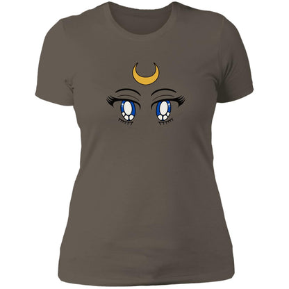 Enchanting Elegance: Captivating Sailor Moon Shirt with Mesmerizing Blue Eyes and Celestial Crescent Moon