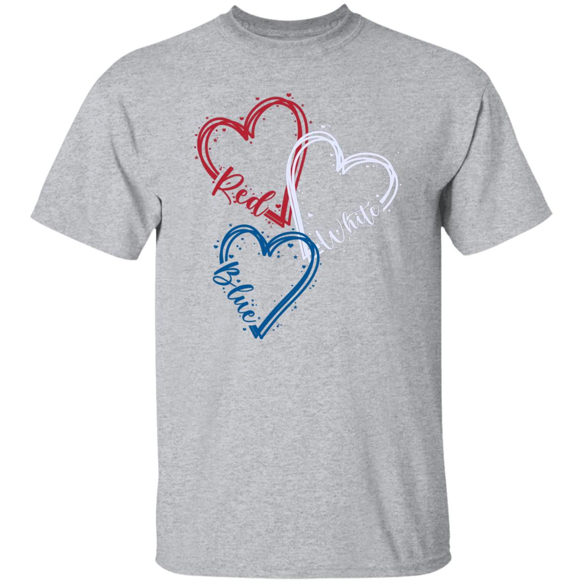 Red White and Blue Heart Design with Confetti | Patriotic Cutout Artwork Unisex T-shirt