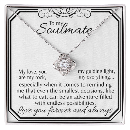 Endless Love and Adventurous Appetites: A Message Card Jewelry for My Guiding Light - Celebrating the Joy of Culinary Exploration Together | Soulmate Love Knot