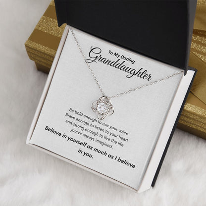 Be Strong Granddaughter, love knot necklace