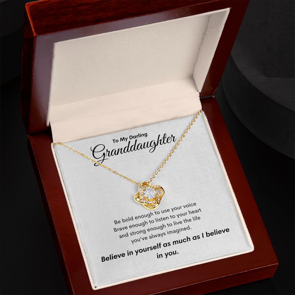 Be Strong Granddaughter, love knot necklace
