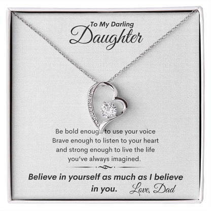 To my Daughter Forever Love Mom Gift, Personalized Forever Love Necklace for Daughter from Dad, Graduation Gift, Birthday Gift, Wedding Gift, Gift for Daughter from Dad, Daughter Gift